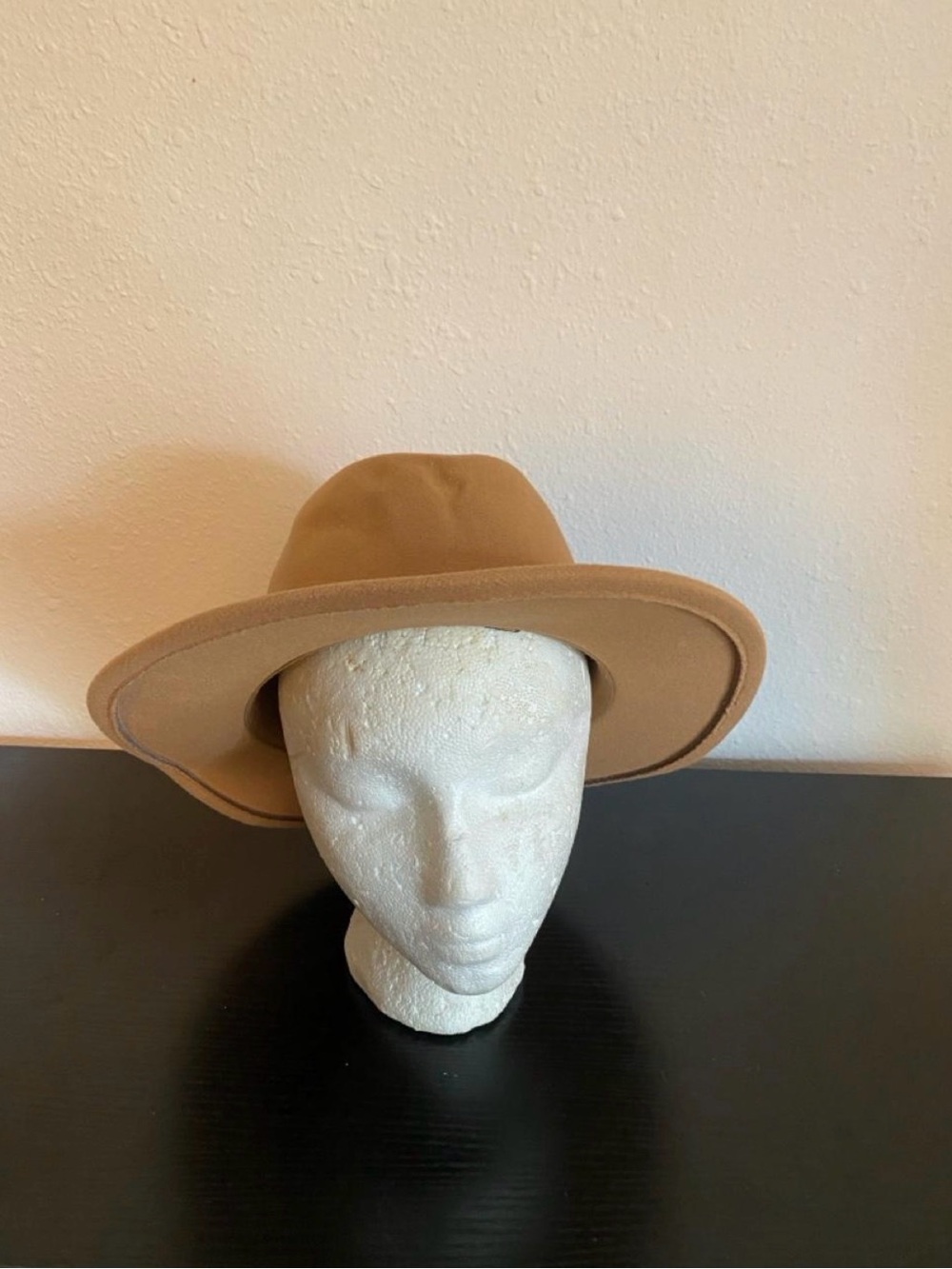 Wide-Brim Felt Fedora Hat - Camel Brown